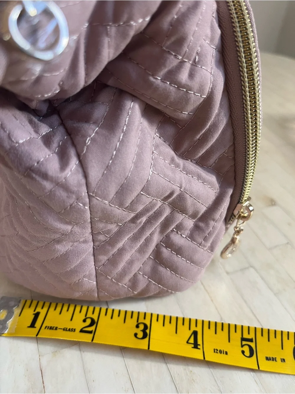 Bagsmart Pink Quilted Cosmetic Bag with Clear Pink-Trim Pouch